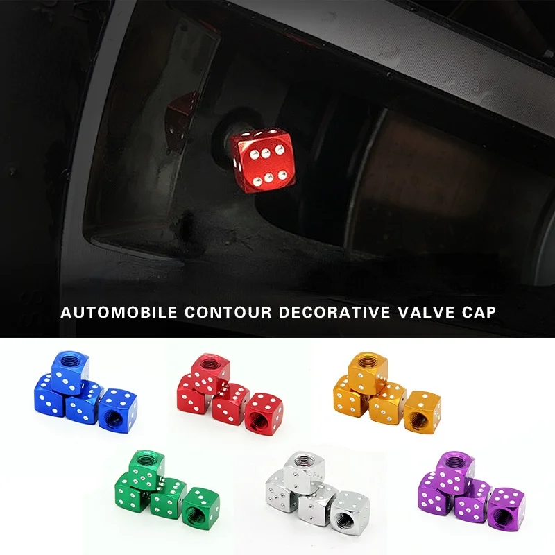 

4X Universal Motorcycle Car Truck Bicycle Valve Cover Tire Air Cover Cycling Wheel Stem Tyres Universal Dice Valve Stem Caps