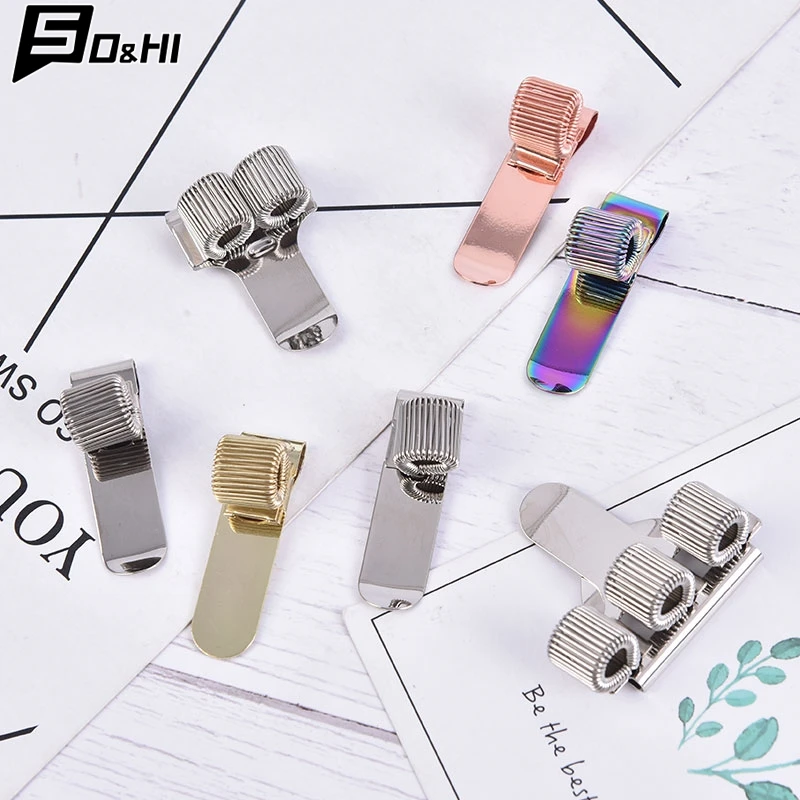 

1/2/3 Holes Spring Pen Clips Metal Elastic Loop Doctors Nurse Uniform Pen Holder Portable Notebook Journal Planner Pen Clips