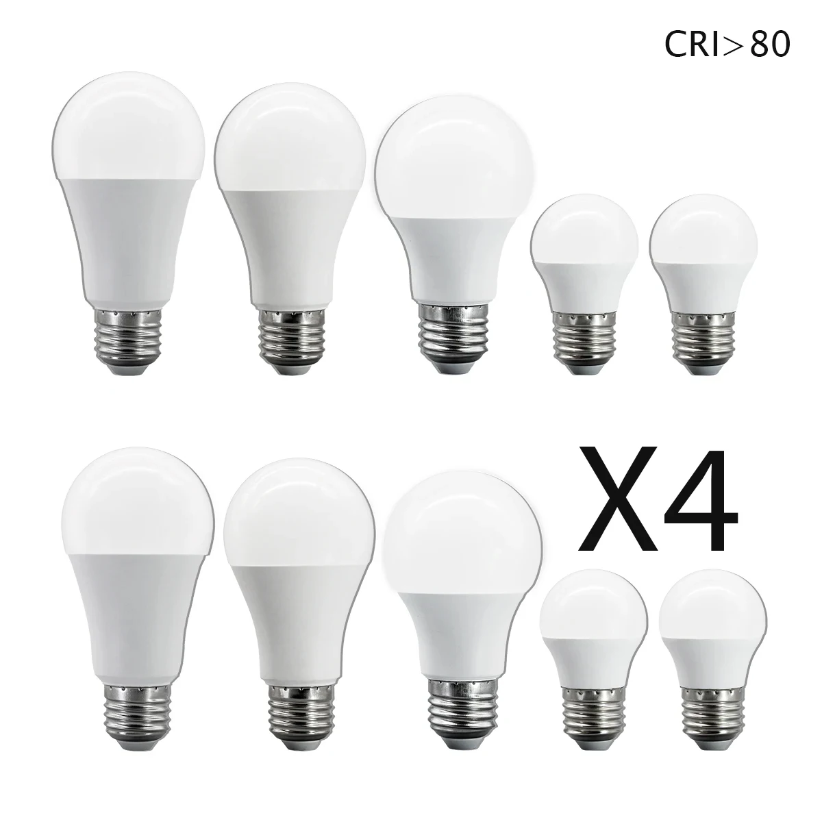 4 Stück G45 A60 LED-Glühbirnen mit E27-Sockel, 6–18 W, breites Spannungsbereich, AC 220 V, kalt-/warmweiß, Energiesparlampe für Zuhause, Schlafzimmer, Wohnzimmer