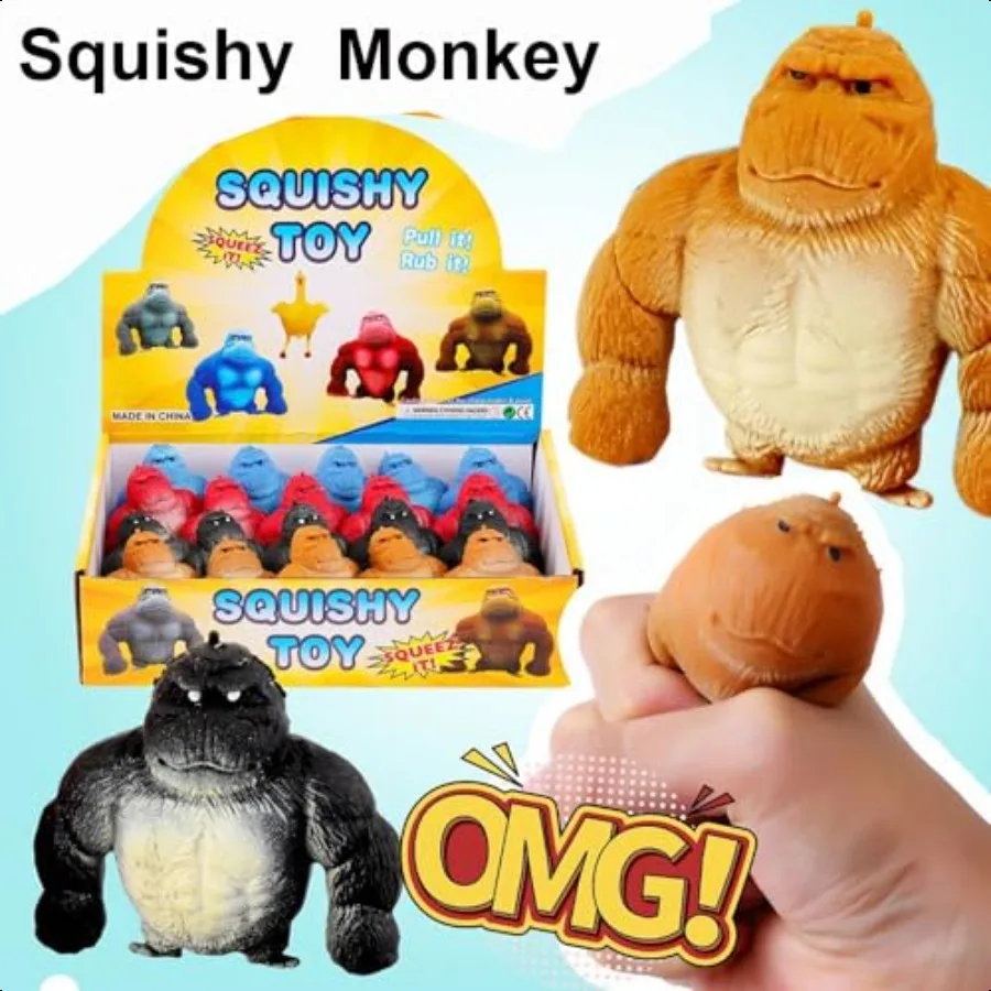 20 Pack Mini Monkey Str Balls Squishy Monkey Decompr and Squeeze Str Toy Squishy Fidget Toys Gorilla Toy Str Relief Toy Autism