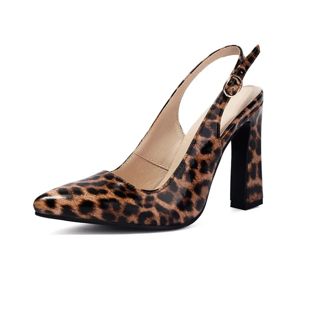 

Sandals Women Fashion Leopard Pattern Pointed Toe High Heel One Word Buckle Strap Party Bridal Pumps Shoes Sexy Large Size47 940