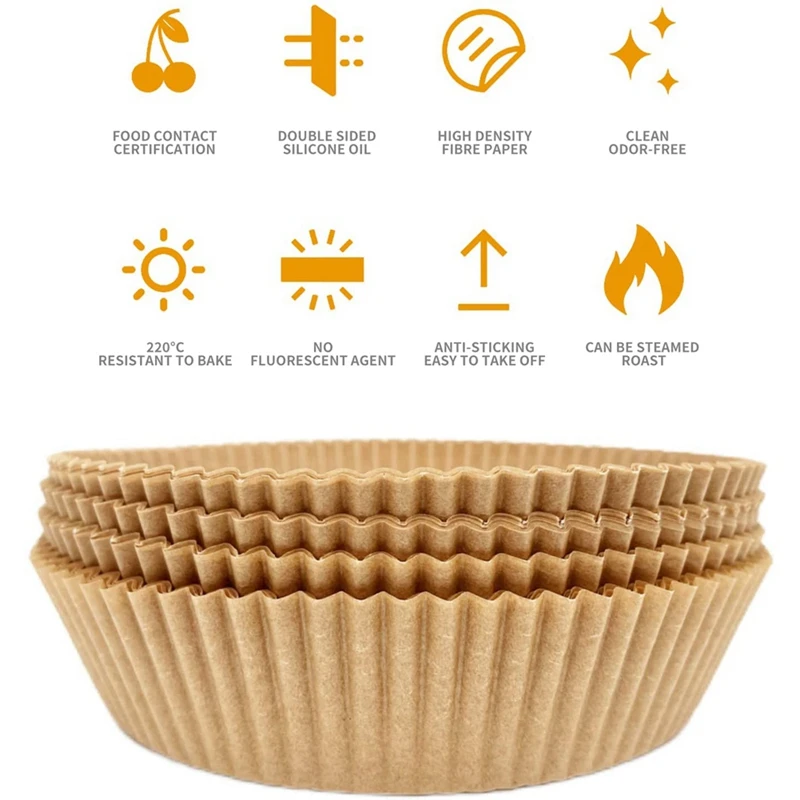ABHU Air Fryer Disposable Paper Liner,150PCS Non-Stick Disposable Air Fryer Liners,Baking Paper For Air Fryer Oil-Proof