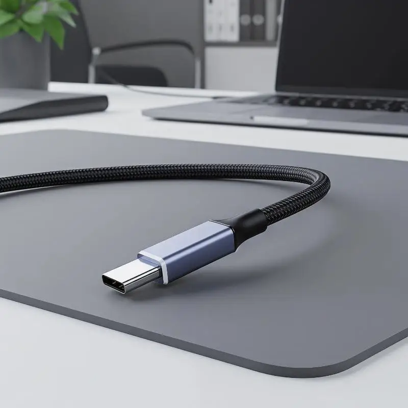 USB-C to USB B 2.0 Printer Cable Braided Durable Data Transfer Cord for Work and Home Environment
