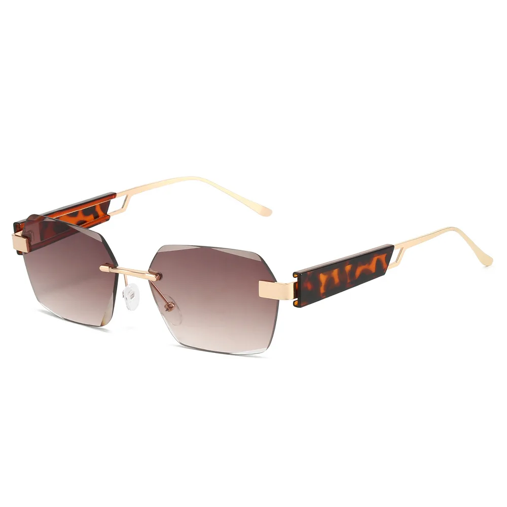 

2025 Retro Sunglasses Men Brand Designer Fashion Rimless Sun Glasses Shades Cutting Lens Ladies Frameless Eyeglasses