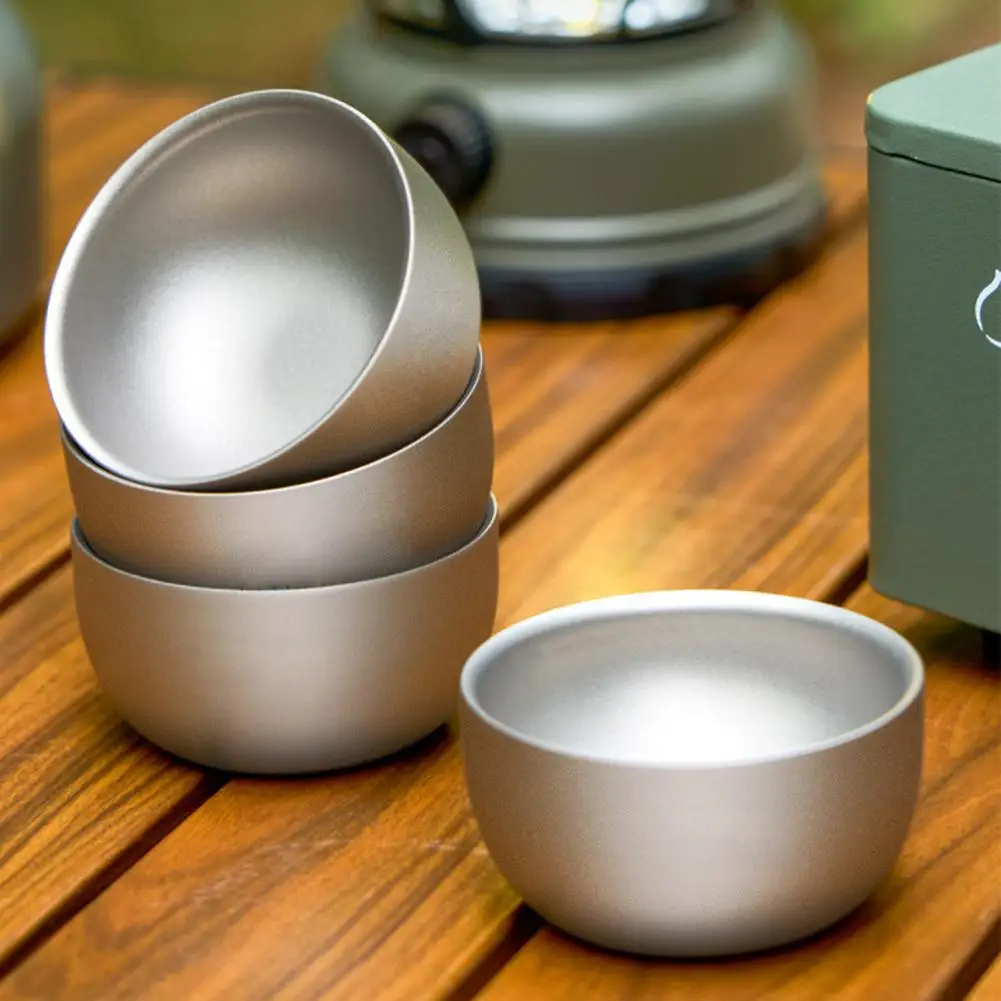 D2 Pure Titanium Double-layer Small Tea Cup Coffee for Outdoor Camping coffee and Tea Tableware Set Brewing Tea Cup 50ML Teapot