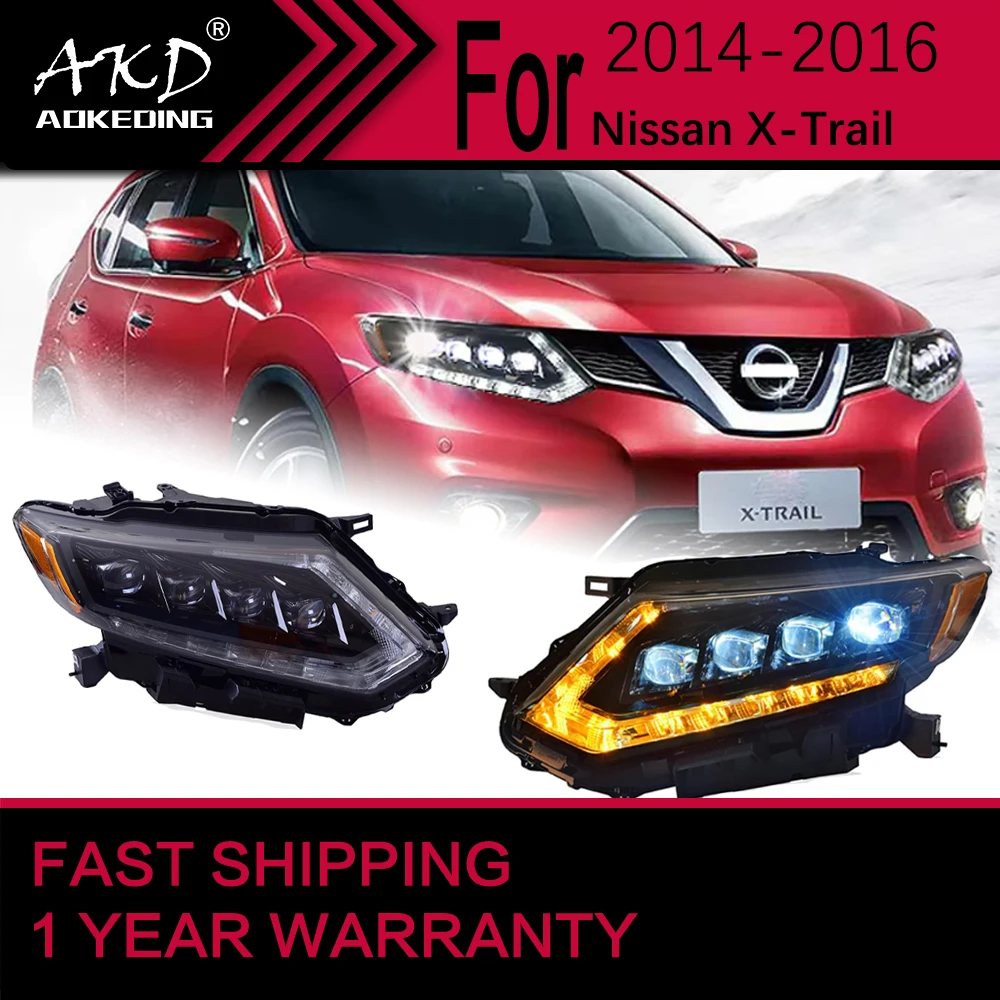 

Автомобильные фары для Nissan X-Trail, светодиодные фары 2014-2016, фара XTrail Drl, линза проектора с динамическим сигналом, автомобильные аксессуары
