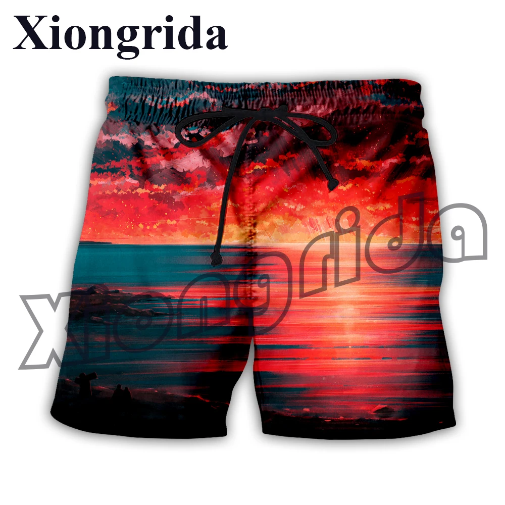 

3D Abstract Painting Print Shorts Men Fashion Painting Print Short Pants Hawaiian High Waist Trunks Streetwear