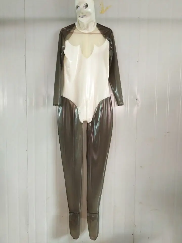 

Latex Rubber Catsuit Jumpsuits&Rompers Hood Sock Lässiges Overall 0.4mm fashion