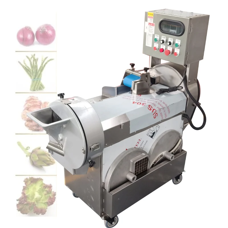 Canteen High Power Double Head Vegetable Cutting Machine Commercial Auto Slice Shred Dice Segment Processor Vegetable Cutter Mac