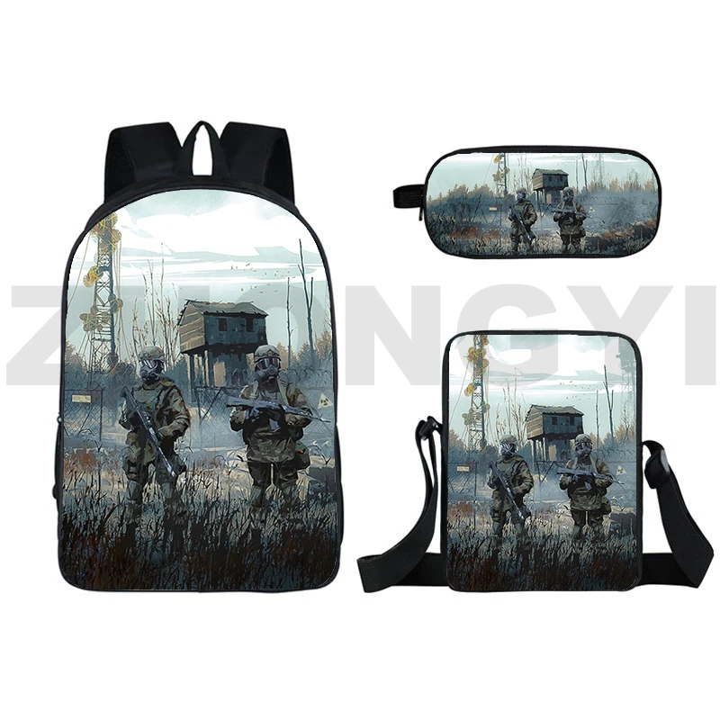 3D Printed S.T.A.L.K.E.R. 2 Heart of Shadow Book Bag 3 Pcs/Set Anime Game Pencil Case Children Canvas Schoolbags Travel Backpack