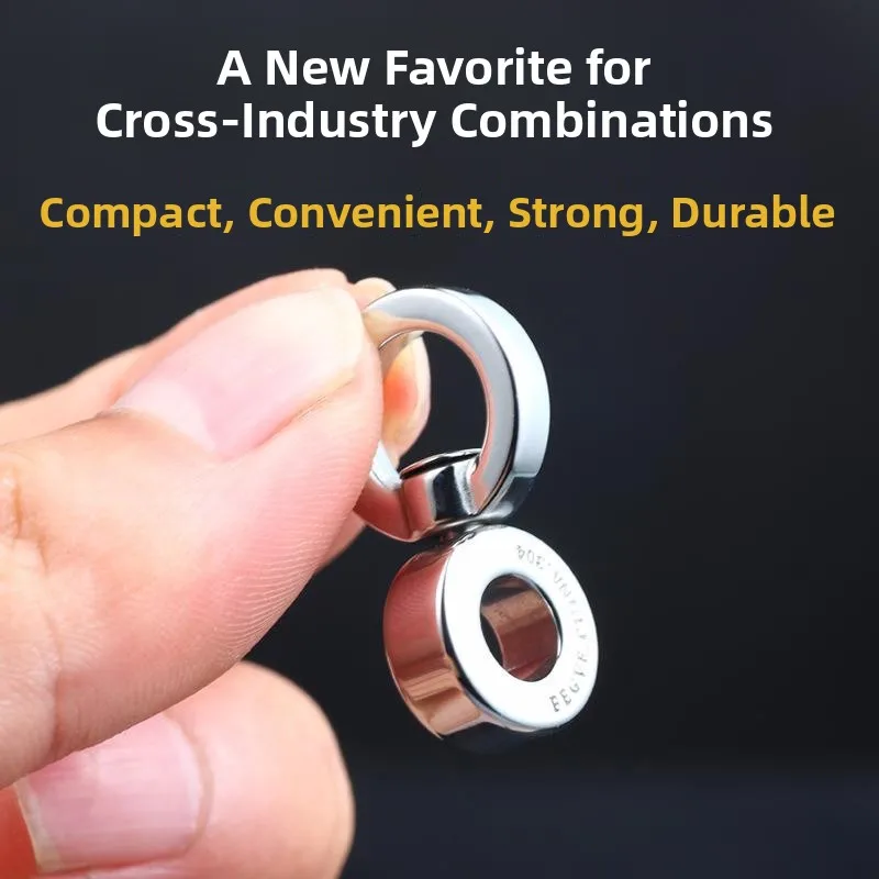 Handmade Stainless Steel Capsule Universal Joint Keychain Accessories Titanium Universal Clip Ring 360 Degree Rotation