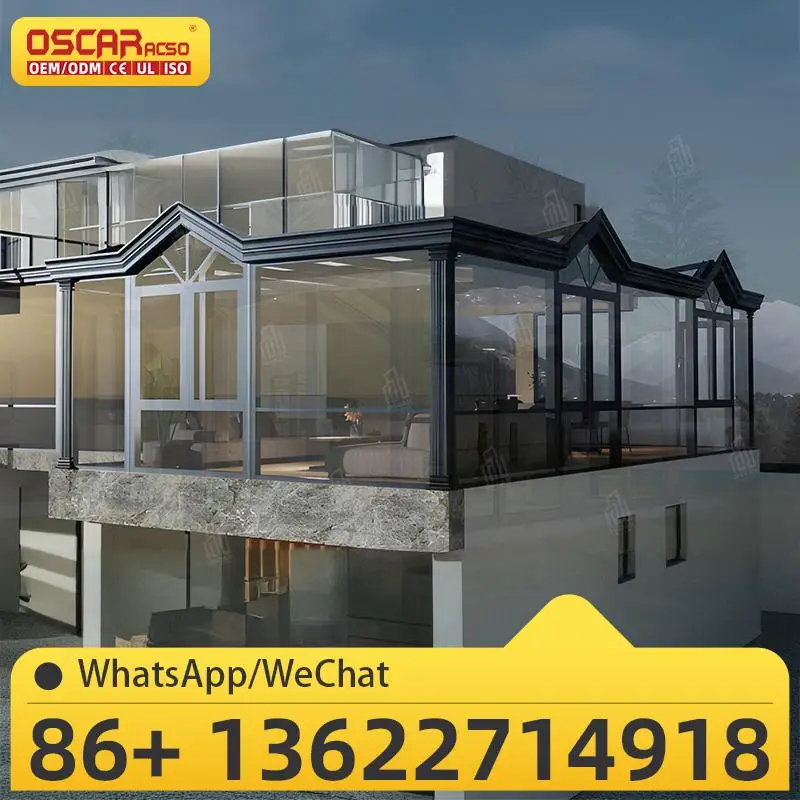 

Prefab Aluminium Modern Glass Four Season Veranda Solarium For Backyard Patio Garden sunroom