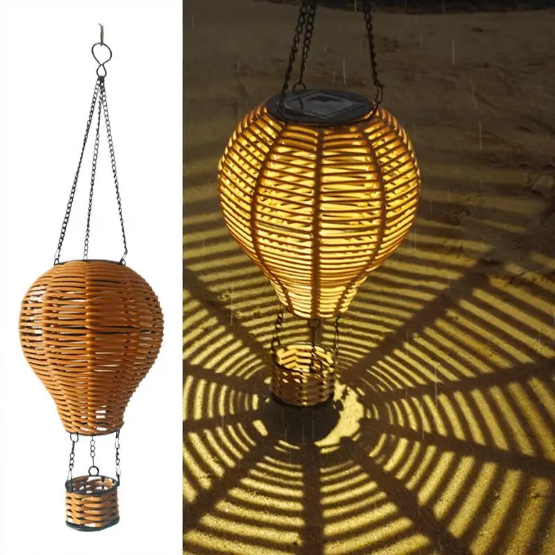 

Creative Hot Air Balloon solar Chandeliers Children Room Lamp Handmade Imitation Rattan Craft Bedroom Bedside Chandelier