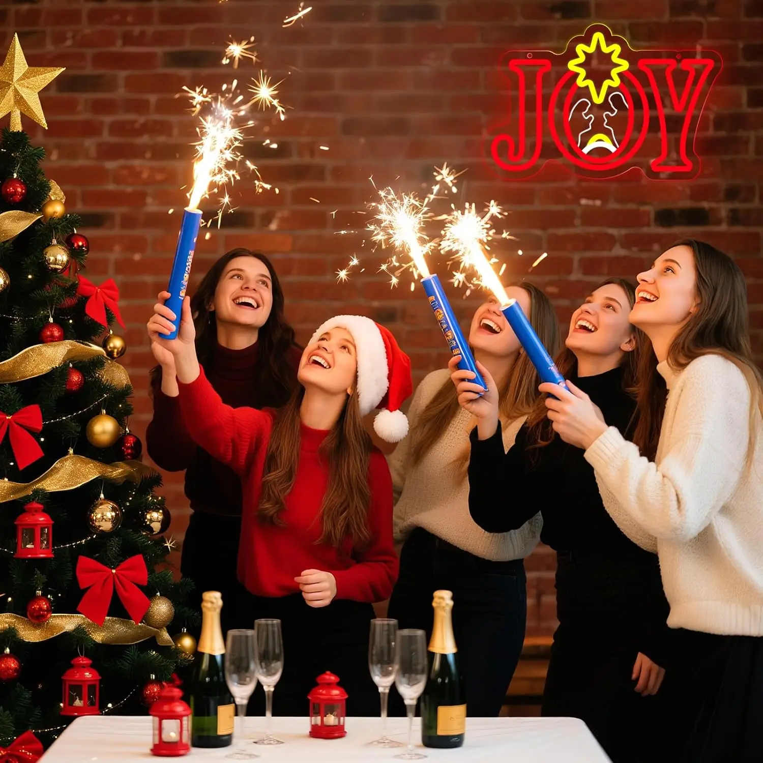 Christmas Neon Sign LED Joy Religious Neon Light Dimmable Joy Nativity for Window Xmas Home Bedroom Wall Tree Hanging Decor