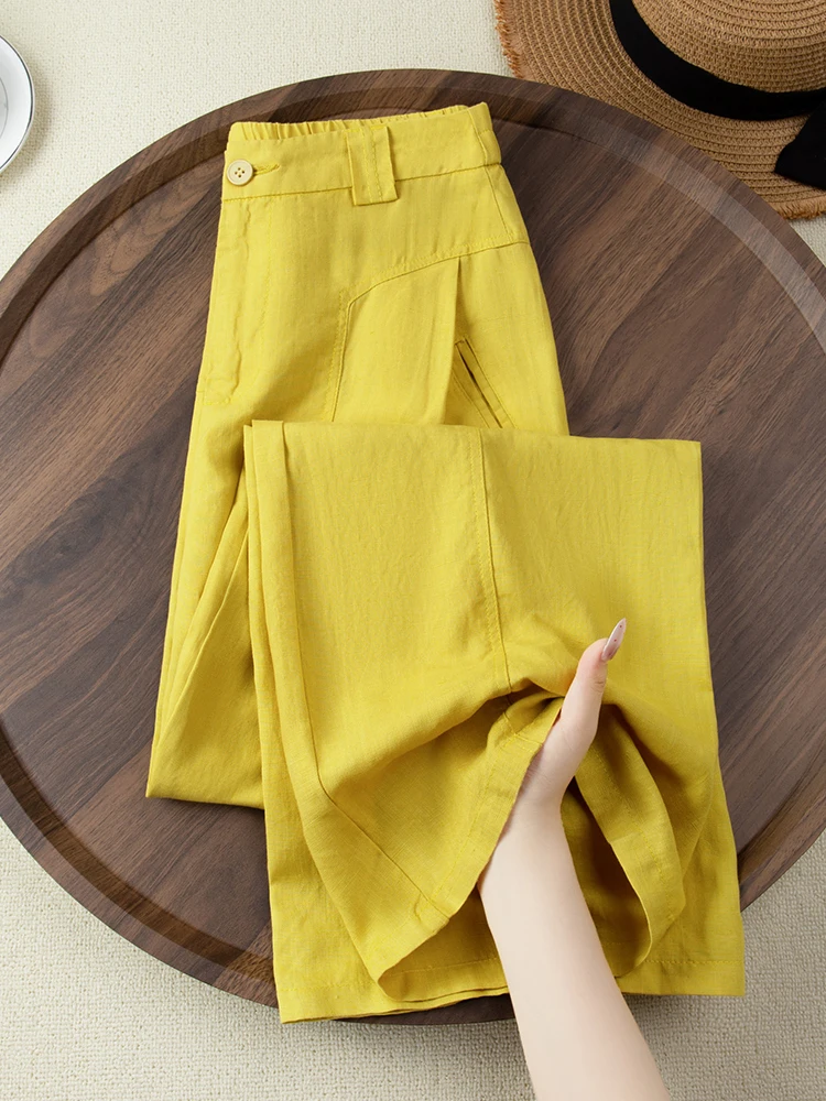 

Summer Thin High Waist Loose Drapey Casual Straight Leg Sun Protection Pants Women's Linen Wide Leg Pants Ladies' plus...
