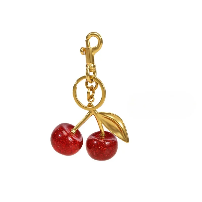 Fashionable charm red cherry keychain summer fruit Cherry pendant keychain WOMEN\'S AND MEN\'S jewelry bags accessories gifts