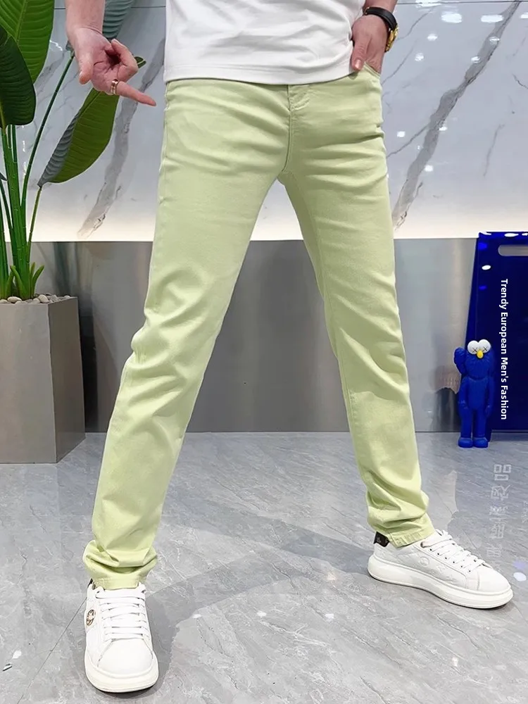 

Повседневные джинсы Slim Fit для мужчин, весенне-летние модные универсальные прямые брюки, дышащие, удобные, легкие, из денима