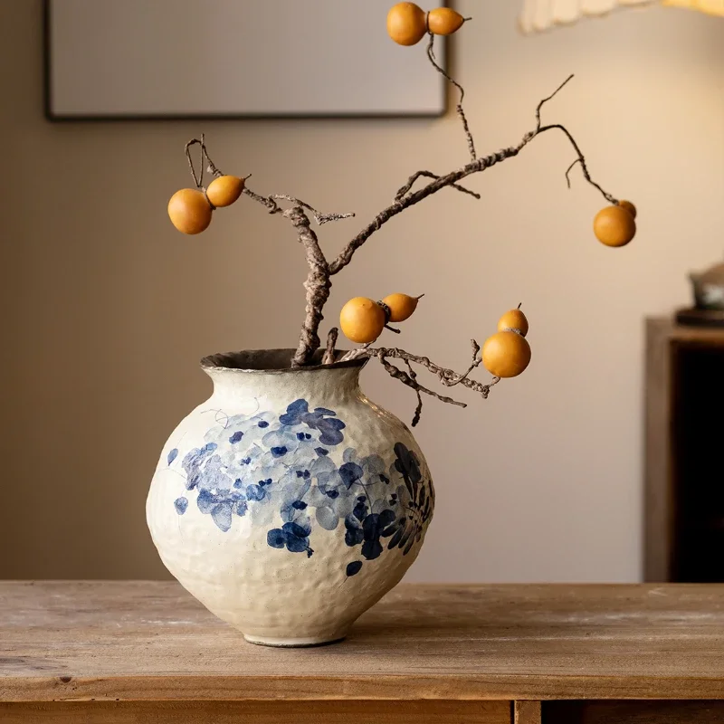 

White Ceramic Flower Vase Living Room Dried Flower Container Dining Table Decorative Ornament Guesthouse Tea Room Vase