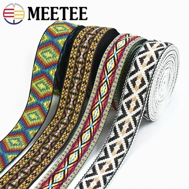 5Yards Meetee 30/38mm Polyester Cotton Jacquard Webbing DIY Sewing Webbings Ribbon Garment Bag Straps Bias Decorative Lace Tape