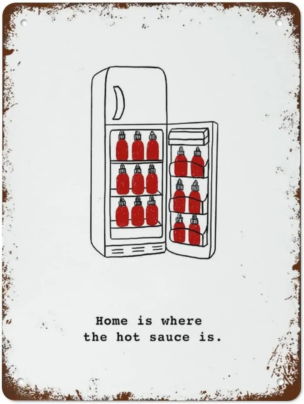 Funny Tin Signs Adult Home Is Where The Hot Sauce Sriracha Skeleton Vintage Wall Decor For Bar Sign Art S
