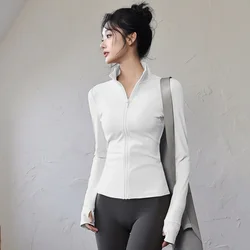 New Women Zip Fitness Clothes Long Sleeve Sports Jacket Top Autumn Winter Gym Clothes Woman Yoga Shirt Sportswear Yoga Clothes