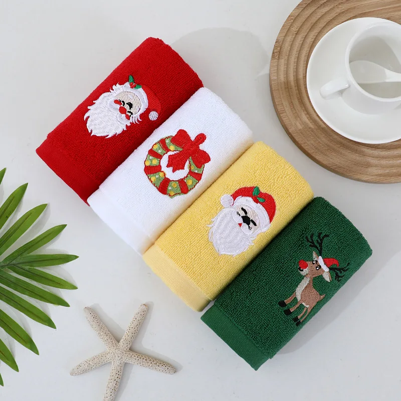 

Soft Cotton Towels Merry Christmas Santa Claus Hand Towels 32x45cm Absorbent Hand Bath Towels for Home Hotel Bathroom