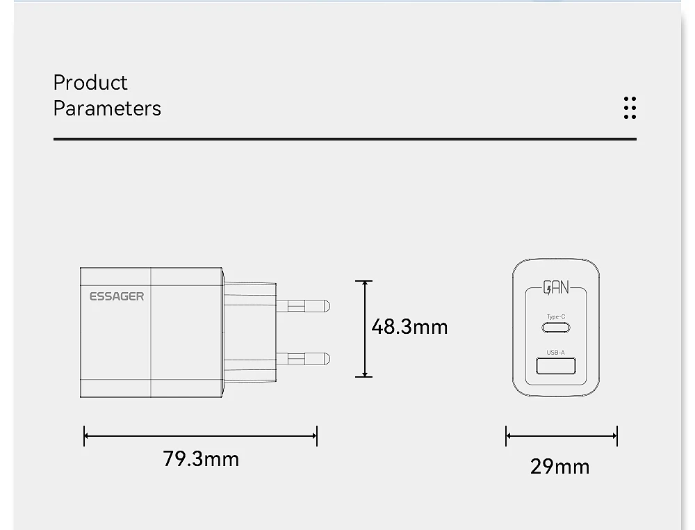 Essager USB Typ C Schnelle Ladegerät 33W QC PD 3,0 Dual Port Mini Tragbare Adapter Für IPhone 14 13 12 IPad Xiaomi Schnelle Wand Ladegeräte – Detail 11