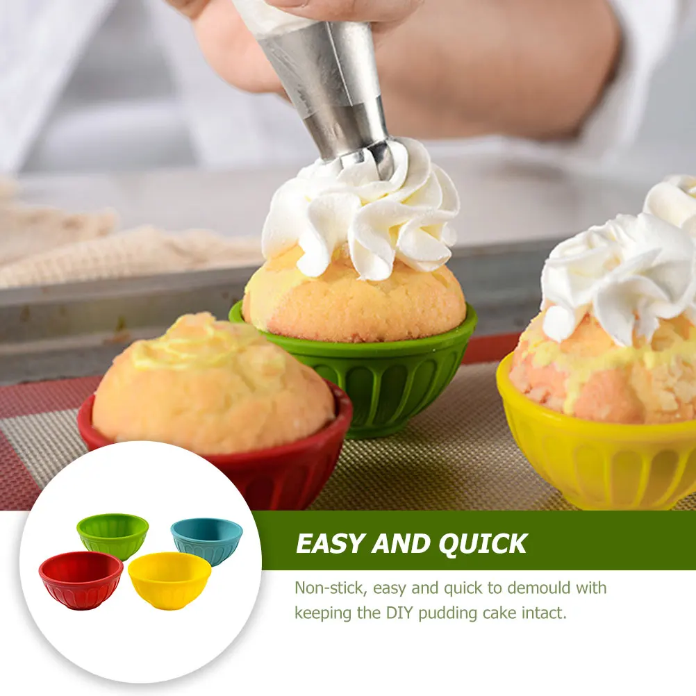 

4 Pcs Silicone Cake Cup Molds Non stick Flexible Reusable Baking Supplies for Muffin Cupcake Making Easy Demoulding