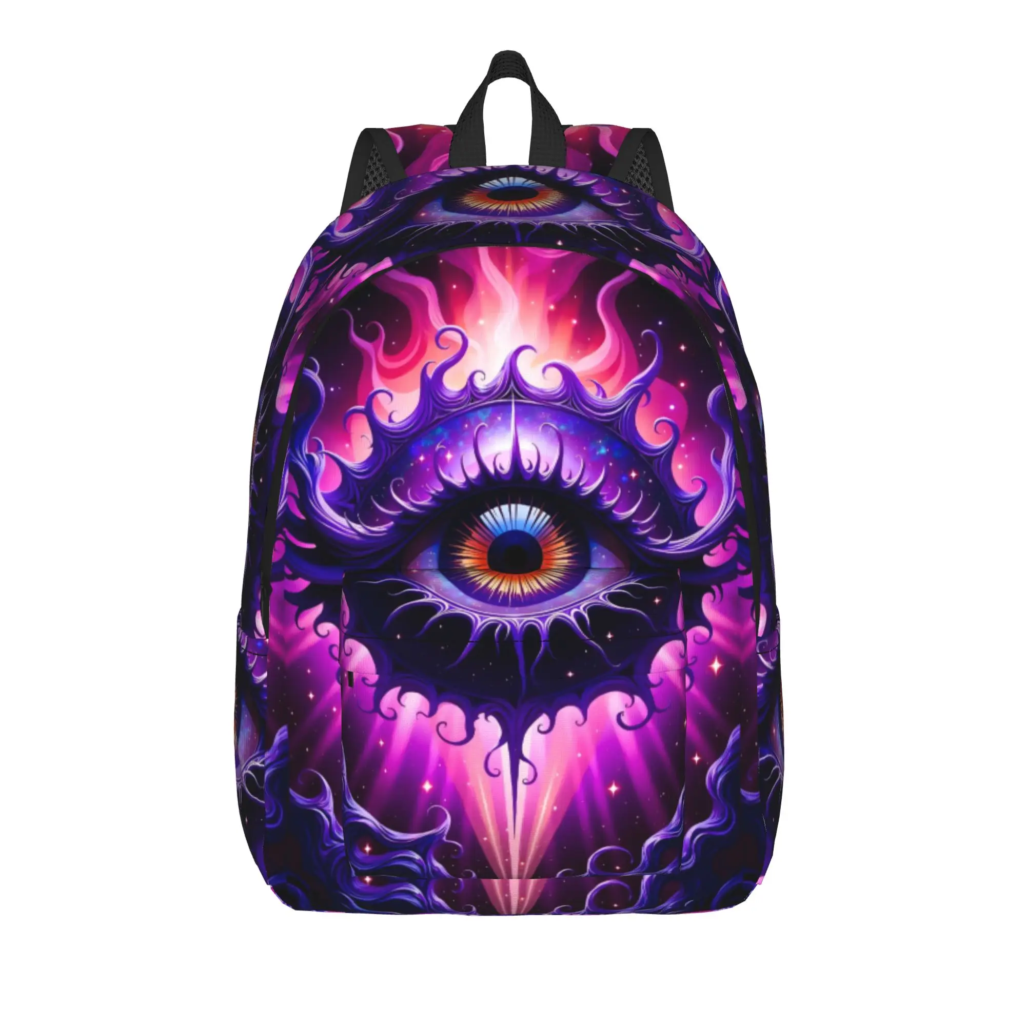 Psychedelic Purple Glowing Giant Eye Backpack Boy  Pattern Backpacks Polyester Streetwear School Bags Hiking Custom Rucksack