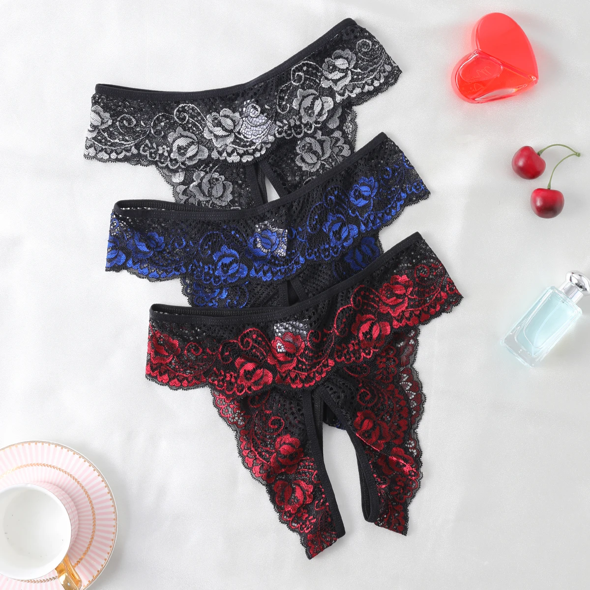 Sexy Crotchless Thongs Invisible Lace Underwear Women Comfortable Panties Intimates Underpants Low Waist Briefs Female Lingerie