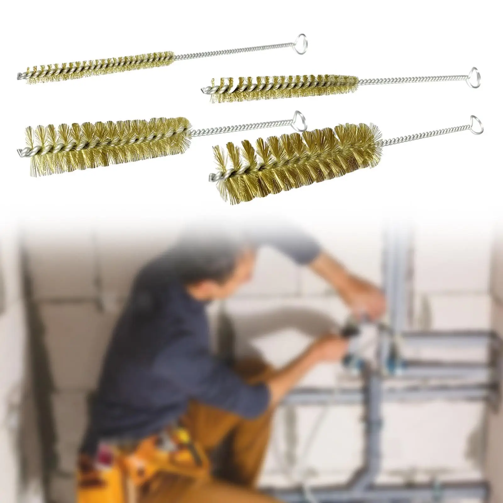 Copper Wire Pipe Scrubber Galvanized Iron Handle Deburring Rust Removal Cleaning Brush for Pot and Tube