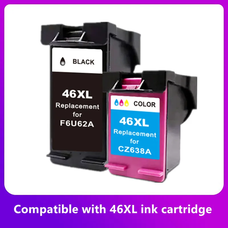 Compatible 46XL Replacement for HP 46 XL for HP46 Ink Cartridge for Deskjet 2020 2520hc Inkjet Printer