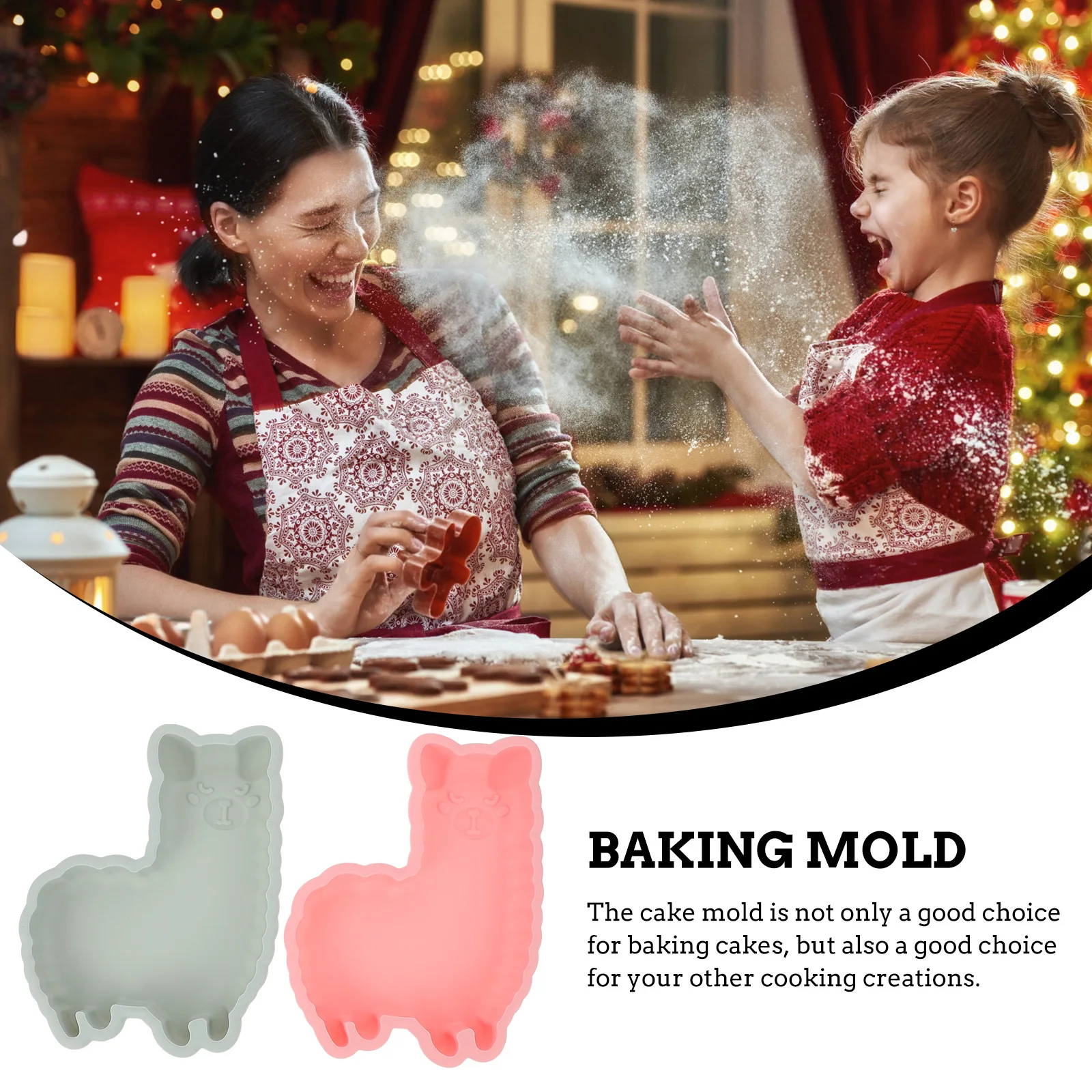 

2Pcs Silica Gel Cake Mold Non stick Baking Molds Kitchen Supplies DIY Alpaca Shape Silicone Pan Dessert Making Tool