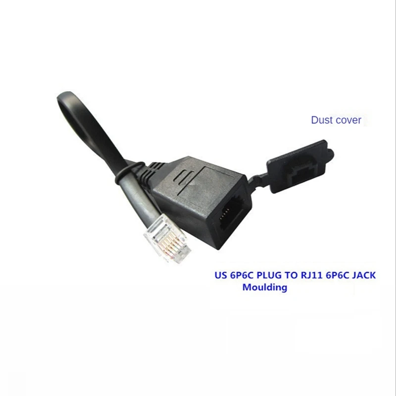 Telephone Extension Cable PA66 RJ11 6P6C Male To Female Cable With Dust Cover For Telephone Accessories