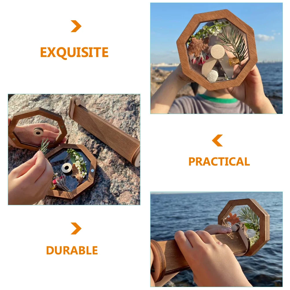 

Portable Wooden Kaleidoscope Rotating Design Creative Educational Kaleidoscope for Kids Science Development Outdoor