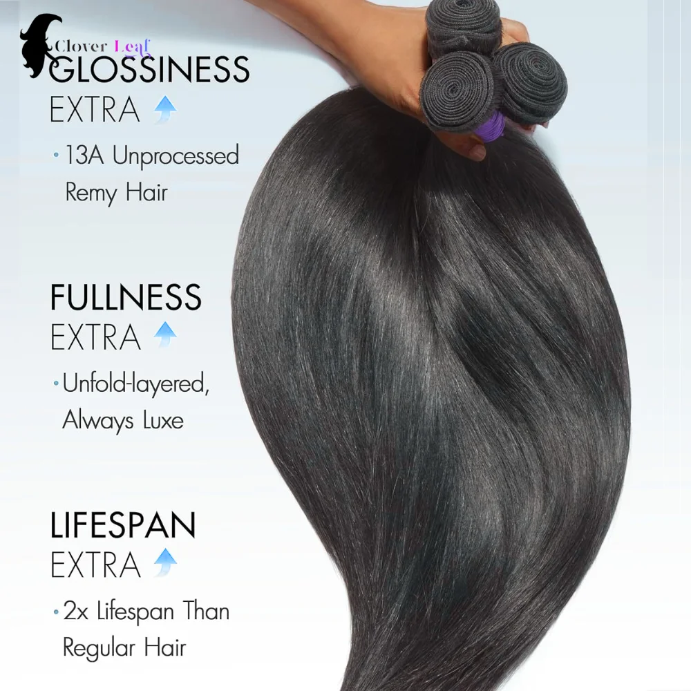 26 28 30 32 Inch Straight Bundles Human Hair 12A Unprocessed Quality Virgin Raw Hair Brazilian 1 3 4 PCS Straight Human Hair Bundles Extensions