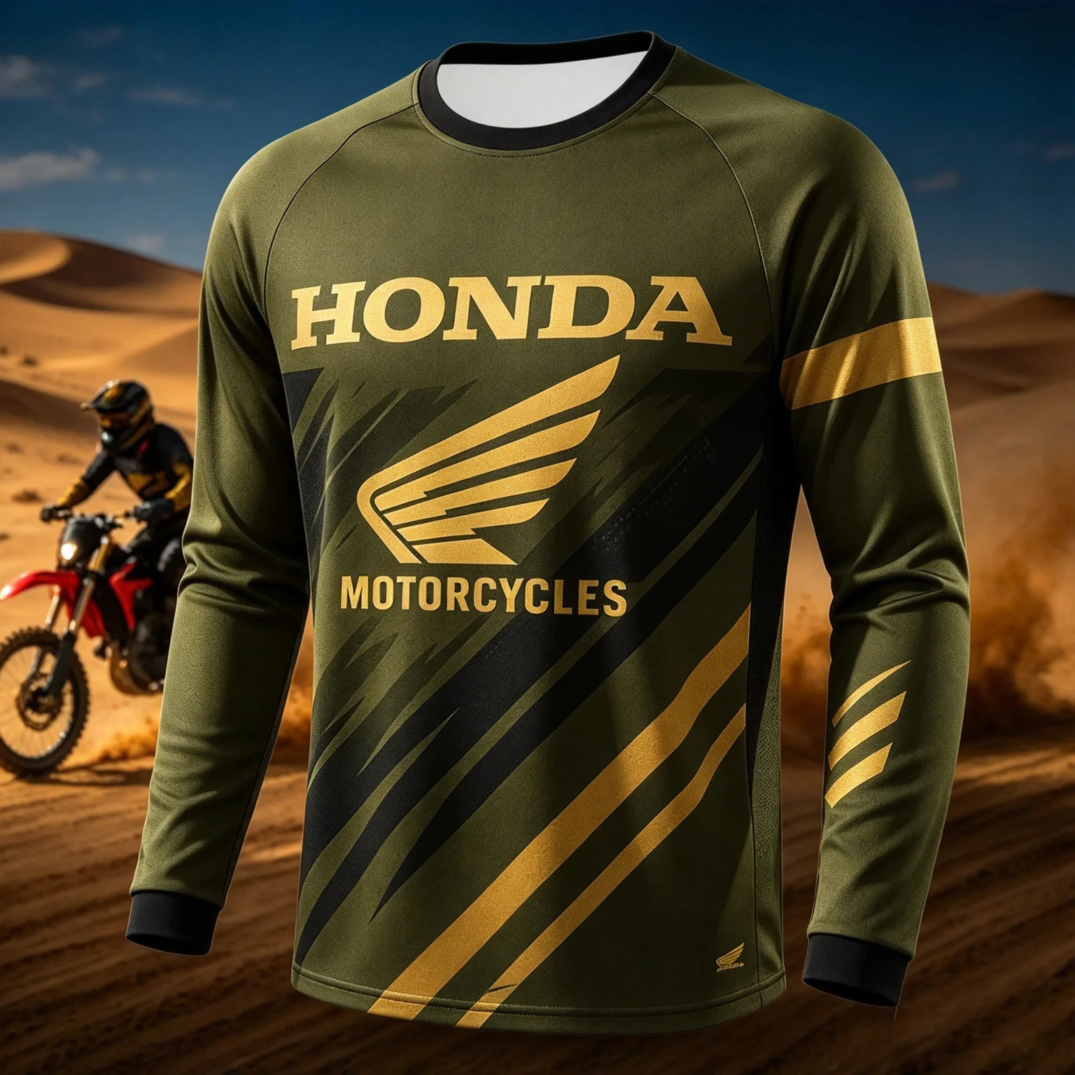 Motocross Neues Trendiges Herren- und Damen-Motociclista Biker Honda Schnelltrocknendes Atmungsaktives Langarm-T-Shirt für Motorradfahrer – Detail 9