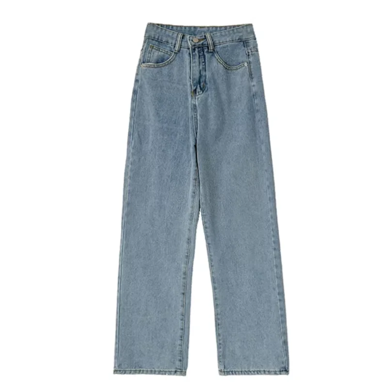 Herfst Lente Jeans Vrouwen Denim Broek Vintage Rechte Broek Mode Vrouwelijke Wit Zwart Effen Losse Casual Wijde Pijpen Broek