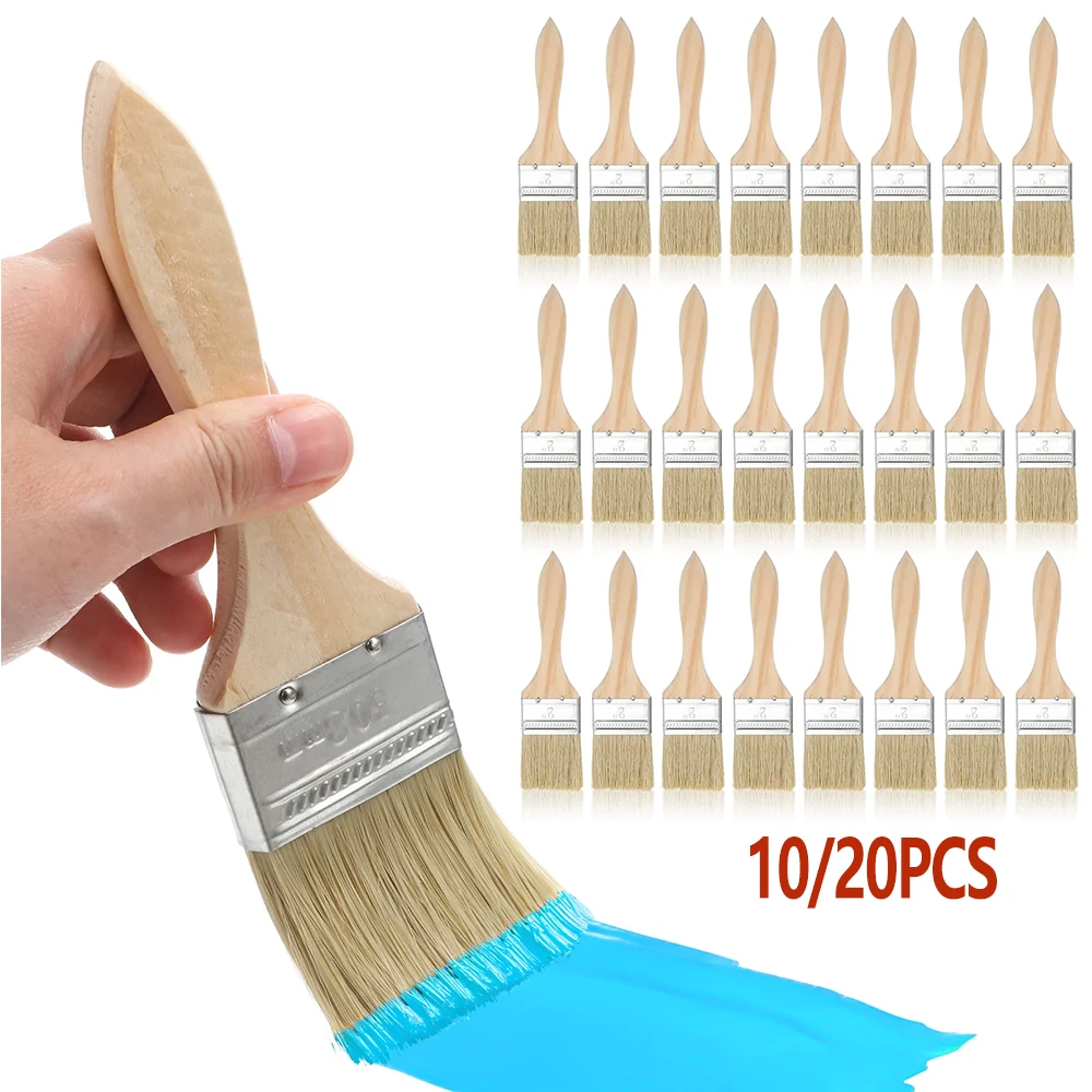 

10/20 шт. кисть для рисования с деревянной ручкой, кисть для барбекю, 2 дюйма, мягкие кисти для рисования волос, набор инструментов для рисования стен и мебели