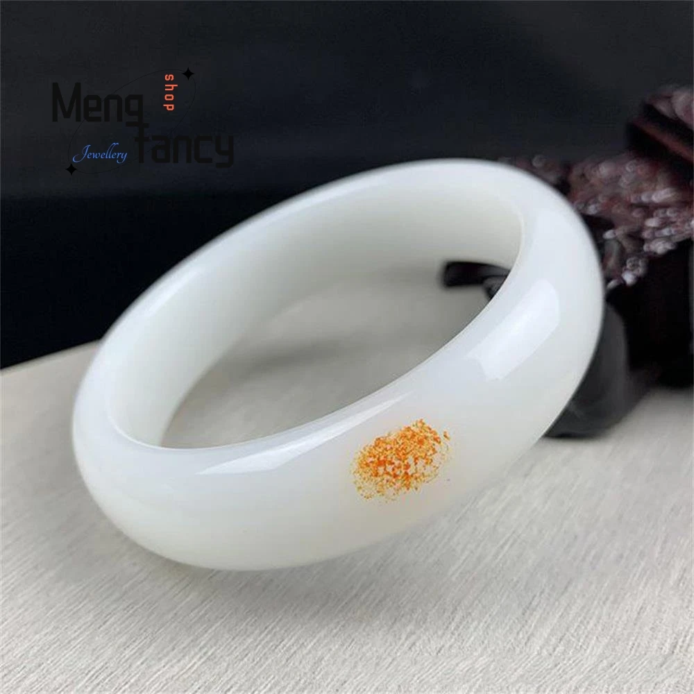 Natural Hetian Sheep Fat White Jade Bangle Charm Simple Elegant Exquisite High-grade Luxury Quality Fashion Jewelry Holiday Gift