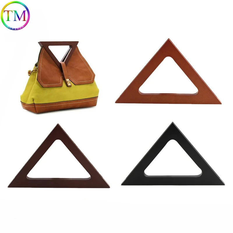 Manijas triangulares de madera maciza para hacer bolsos, marcos de monedero, 2 piezas, 24,5 cm, accesorios al por mayor