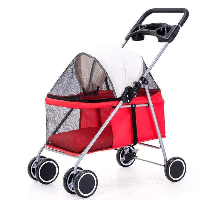 Folding Easy With 4 Wheel Carts Pet Stroller Dog Carrier For Pet Outdoor Travel