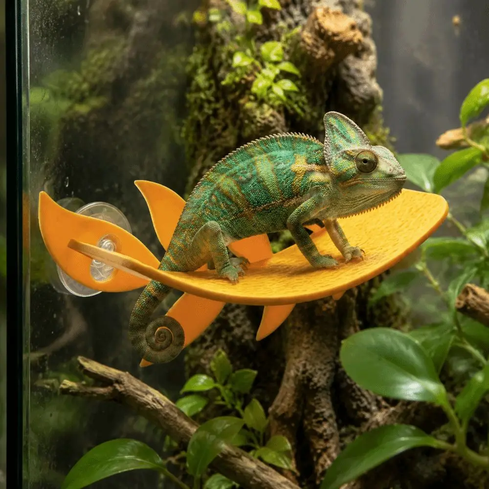 New PLA Reptile Habitat Leaf Simulated Leaves Shape Suction Cups Lizard Habitat Leaf Reptile Rest Stand Vivarium