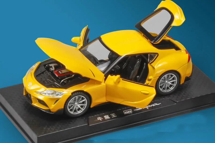 1:32 New Arrival Toyota Supra Pull Back Car Diecast Car Metal Model Toy with Sound and Light Vehicle Car Model Kids Car V229