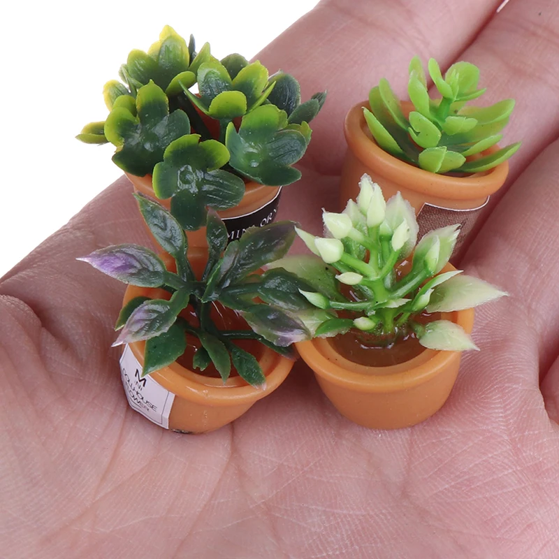 

Hot New Dollhouse! 4pcs Dollhouse Miniature 1:12 Pot DIY Kitchen Decora Potted plant