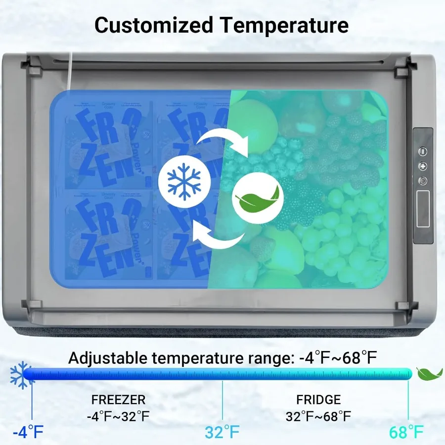 مبرد كهربائي ثلاجة محمولة 12 فولت/24 فولت تيار مستمر لشاحنة السيارات والمركبات 21 كوارت 20 لتر وحدة تبريد ضاغط مع درجة الحرارة