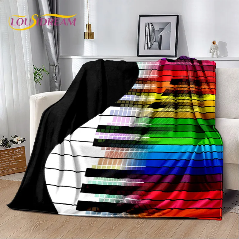 3D Dream Piano Key Music Instrument Cartoon Blanket,Soft Throw Blanket for Home Bedroom Bed Sofa Picnic Office Travel Cover Kids