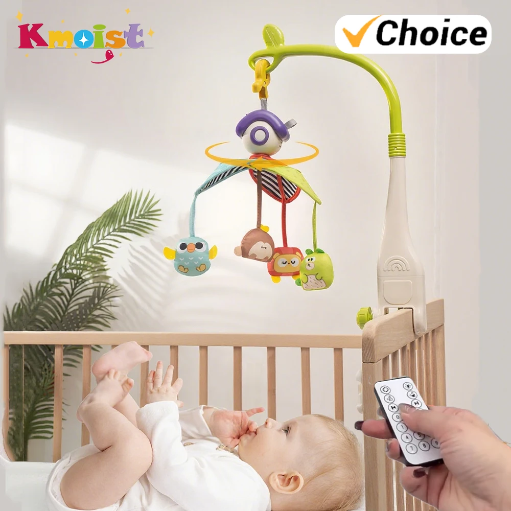 Muzikale babybedjebel Zacht katoen Cartoon dier Hangend speelgoed met afstandsbediening Akoestisch-optisch mobiel nachtkastje Speelgoed Kindergeschenken