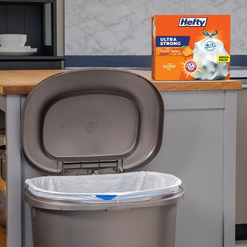 

Сверхпрочные мешки для мусора объемом 13 галлонов с ароматом цитрусовых, 110 штук, высокие мешки для кухонного мусора, контроль запаха, защита от протеканий