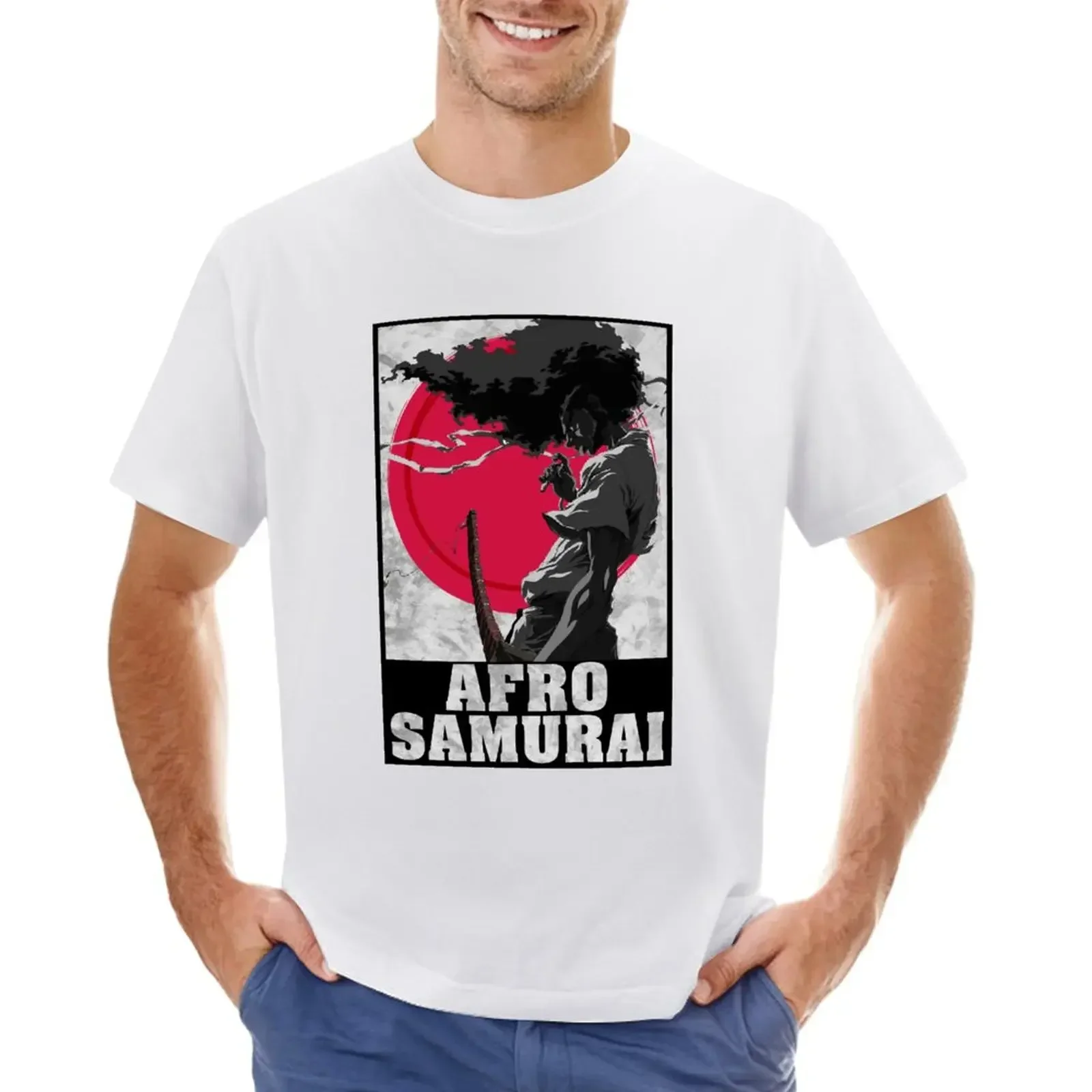 Blouse quick-drying quick drying tshirts for men  AFRO HAIR SAMURAI T-shirt  harajuku  oversized t shirt  t-shirt